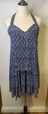 Witchery Dress Blue Size AU 6 8 Red Cream Drop Waisted Sleeveless - image 1 of 4
