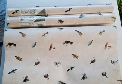 3x David Carter Brown Collection Imperial Wallpaper Fly Fishing Lures Cabin - Image 1 of 4