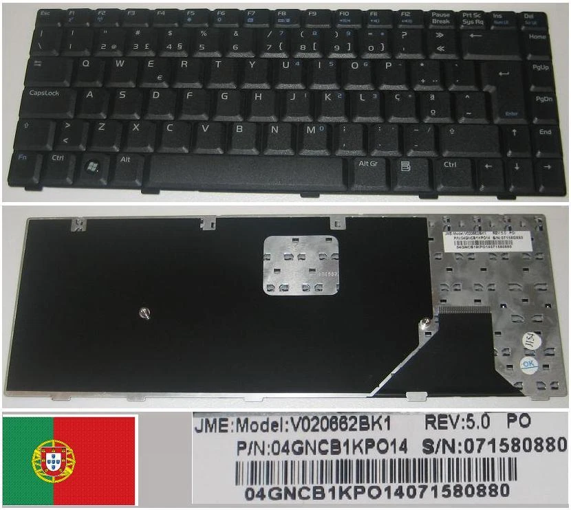 Tastiera qwerty Po Portoghese ASUS W3 W3A W3J W3V W3000 V020662BK1 04GNCB1KPO14 - Immagine 1 di 1