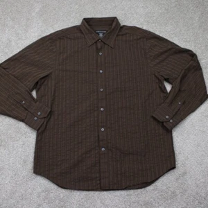 Structure Shirt Mens XL Brown Textured Long Sleeve Button Up Cotton/Poly Blend - Picture 1 of 11