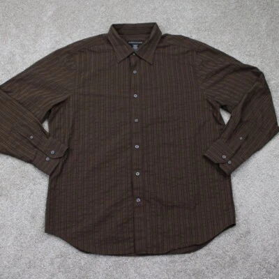 Structure Shirt Mens XL Brown Textured Long Sleeve Button Up Cotton/Poly Blend - Image 1 of 4