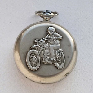 Vintage Sowjetische Taschenuhr MOLNIJA Motorradfahrer "Biker" QUARTZ Werk.  UdSSR - Bild 1 von 8