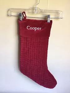 Keramikscheune rot Samt weiß bestickt Cooper Mono Weihnachten Manschette Strumpf - Bild 1 von 4