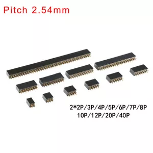 Cabezal hembra de doble fila recta de cobre de 2,54 mm 2x2P/3/4/5/6/8/10/12/20/40P - Imagen 1 de 6