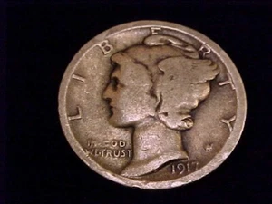 Moneda de diez centavos Mercury 1917-P, buena calidad. - Imagen 1 de 2