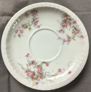 Platillo VINTAGE Theodore Haviland Limoges Francia 51⁄2"" rosa rosas/cintas azules 1903 - Imagen 1 de 5