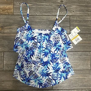 Neu mit Etikett $ 54 24th & Ocean Tankini Oberteil Damen Small Pina Party Stufen Schwimmen türkis - Bild 1 von 18
