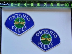 2 = Ontario California CA Police Department Patches Set Blue White Trees Used - Picture 1 of 2