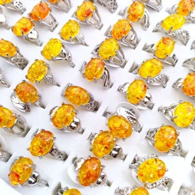 20stk. Damen Ringe gelb Imitation Bernstein Mode Schmuck Großhandel - Bild 1 von 4