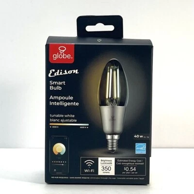 Globe Edison Wi-Fi Smart Bulb 40W Equivalent Vintage Filament Tunable White LED - Image 1 of 4