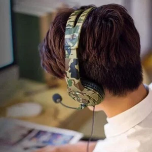 Wired Camouflage Gaming Headset 3.5mm Plug Subwoofer Game Earphones for PS4 - Photo 1/7