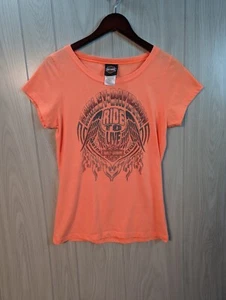 Harley-Davidson Live To Ride Wings Short Sleeve Shirt Size Large Orange - Picture 1 of 8