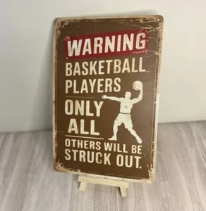 Basketball Players Only Metal Sign 8”x12” Distressed Look - Picture 1 of 2