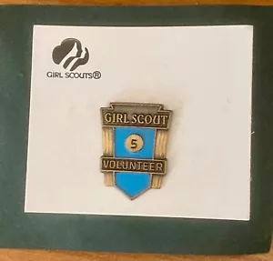 Girl Scout Five 5 YEAR VOLUNTEER PIN Adult Leader ~ New - Picture 1 of 1