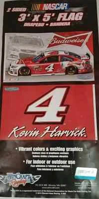 Bandera Kevin Harvick # 4 Nascar Budweiser doble cara 3' x 5' Foto 1 de 4