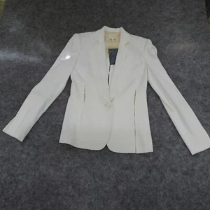 NEW Zac Posen Jacket Womens 4 Gloss Twill Fitted Ivory 40 Blazer Slits - Picture 1 of 12