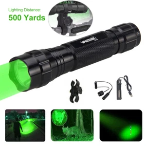 Tactical Green Hunting Flashlight Green LED Scope Lamp Handheld Light Torch - Picture 1 of 14