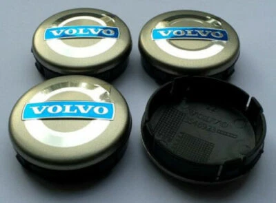4 x Volvo 64mm Alloy Hub Wheel Centre Caps Set Emblem Top Quality Silver/Blue - Image 1 of 4