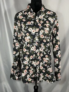 Blusa Top Goodthreads Mujer Floral Flores Manga Larga Botón Delantero Ajustada Talla L - Imagen 1 de 9