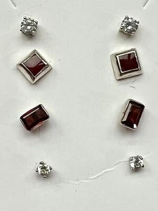 Lotto di 4 paia Orecchini Pietra Preziosa Argento Sterling Senza Schienale 2,3 Grammi - Foto 1 di 24