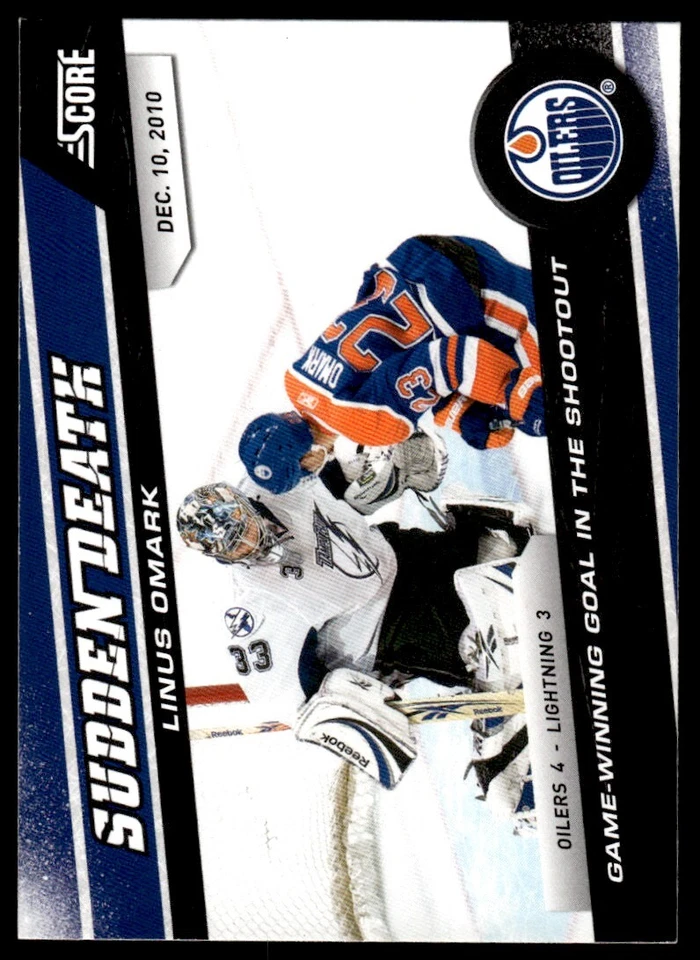 2011-12 Score Sudden Death Linus Omark Edmonton Oilers #1 - Image 1 of 2