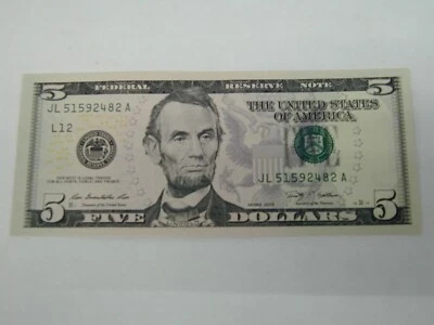 US 2009 $5 Five Dollar San Francisco-L Federal Reserve Note UNCIRCULATED - Image 1 of 2