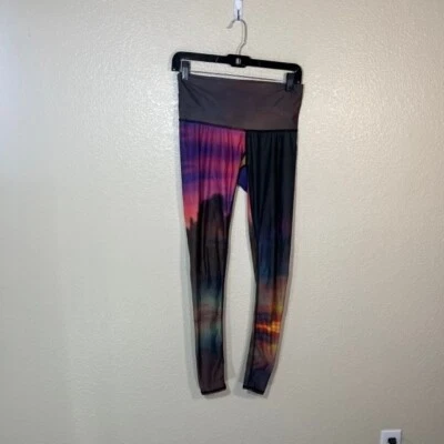 Leggings femininas Teeki pequenas ioga academia pôr do sol arte abstrata hippie - Imagem 1 de 4