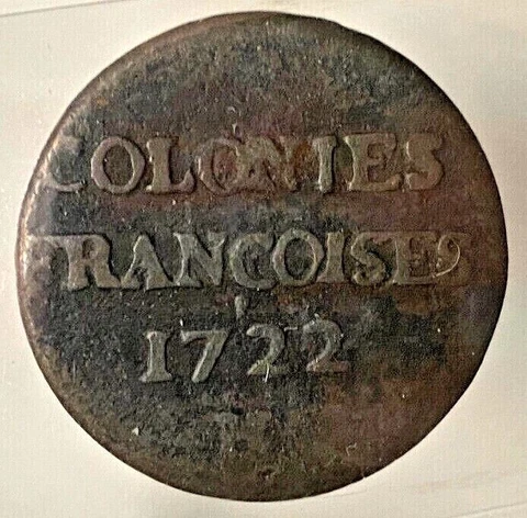 FRENCH COLONIES 9 DENIERS 1722H BRETON 506 - CCCS VF-20 Cover