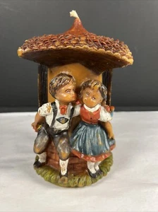 VTG Gunter DIESE KERZE HANDCRAFTED CANDLE 7.5” Germany Wishing Well Girl Boy - Picture 1 of 7