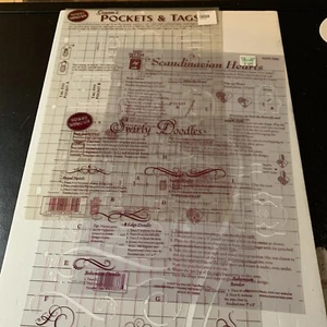 Hot off the Press Stencil Template- Pockets And Tags, Scandinavian Hearts, Swirl - Picture 1 of 4
