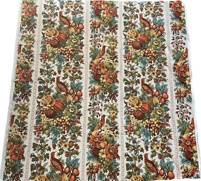 Vintage Waverly Somerset Hall Fabric Remnant Birds Fruits Nuts Gold Jacobean - Image 1 of 4