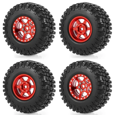 RCBATER 1.0" Alum Beadlock Wheel Rim Tires 54mmFor 1/18 TRX4M 1/24 SCX24 RC Car - Image 1 of 4