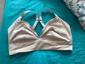 M&S Nude Bralette Flexifit BODY Bra Full Cup Non Wire Racer Back (UK 40E) NEW - Picture 1 of 9
