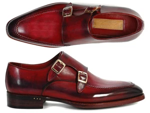 Paul Parkman Herren Double Monkstrap Schuhe Burgund brüniertes Leder (ID#PP3851) - Bild 1 von 11