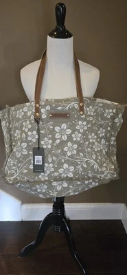 Myra Bag Chalky Upcycled Canvas & Leather Weekender Bag S-1473 - Image 1 of 4