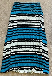 Merona Maxi Skirt Women's Size 14 Pull On Striped Full Length Casual Modest - Picture 1 of 6