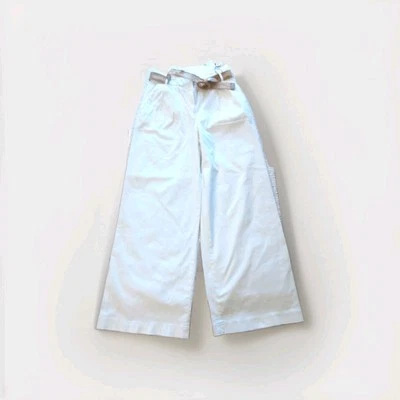 Express Stylist Super High Waisted Pleated Wide Leg Pants size 4R White NEW - Image 1 of 4