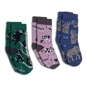 Novelty, Colorful, Fun Kids Socks, 3-Pack, 4-7 Years Bears, Cows and Elephants - Picture 1 of 2