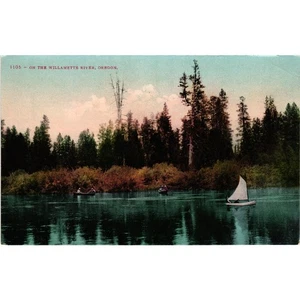 On The Willamette River Oregon Postcard Unposted - Picture 1 of 2
