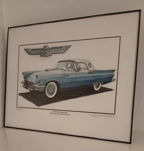 McCullagh Automotive - Dennis Simon 1957 Ford Thunderbird firmado numerado enmarcado - Imagen 1 de 3