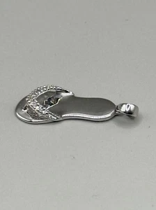 VTG 14k 585 White Gold Natural Diamond Flip Flop Charm Pendant - Picture 1 of 10
