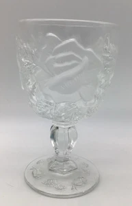 Madonna Inn Rose Wine Goblet Glass Clear/Frosted 5 Inches - Picture 1 of 9