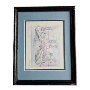 Framed Signed F. Neri Print Trinita dei Monti Blue White - Picture 1 of 3