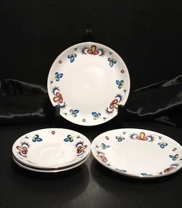 Set of 2 Porsgrund Norway FARMERS ROSE Dessert Plates & 2 Replacement Saucers - Picture 1 of 5