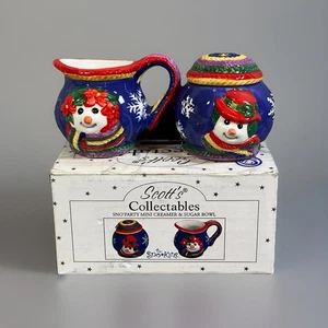 Snowman Scott’s Collectibles CREAMER & SUGAR BOWL Set # 7369 Vintage Shelf Decor - Picture 1 of 14