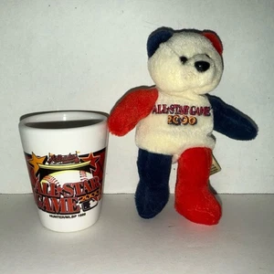 Raro 2000 MLB All Star Game Atlanta Braves Shot Glass & ML Bear Gorro de Peluche - Imagen 1 de 11