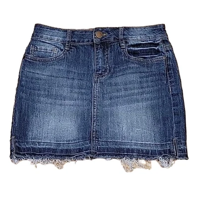 Raw Hem Denim Mini Skirt Western Y2K 90's Festival Country Rodeo Utility Size 5 - Image 1 of 4