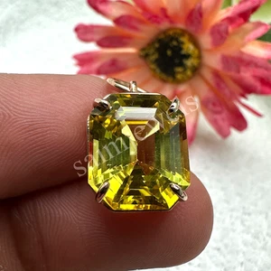 17.75 Ct Yellow Sapphire Pendant – Rose Gold Plated Handmade Certified Gemstone - Picture 1 of 5