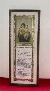 1926 ANTIQUE 17.5 x 7 OUR LADY OF THIS HOUSE WOOD ORNATE FRAMED RELIGIOUS LITHO - Picture 1 of 14