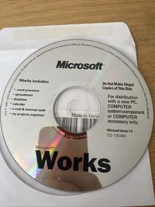 Microsoft Works 7.0 Disque Disque Rétro PC Logiciel Informatique - Photo 1/4